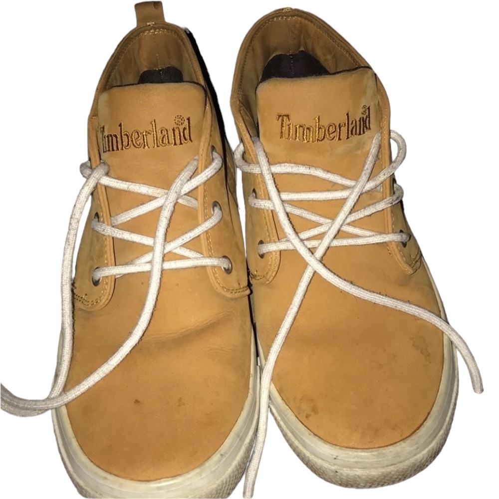 Timberland size 8 men’s tan sneakers woman’s size 9.5 tan Unisex suede like
